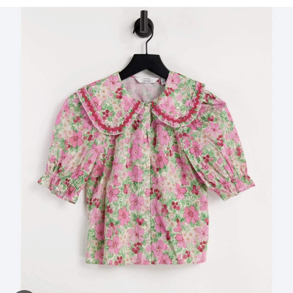 & other stories cotton floral print blouse - size 4